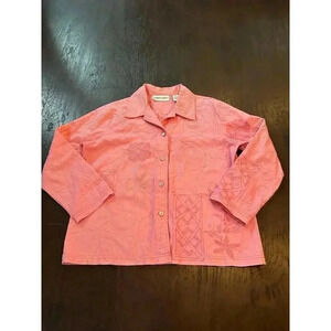 Draper's & Damon's Petites Stretch Embroidered Plants & Flower Jacket b42